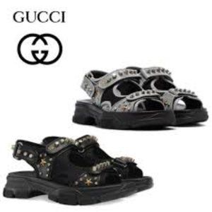 Gucci Aguru Embellished Leather Sandals
